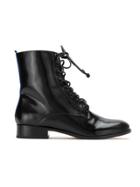 Blue Bird Shoes Leather Combat Boots - Black