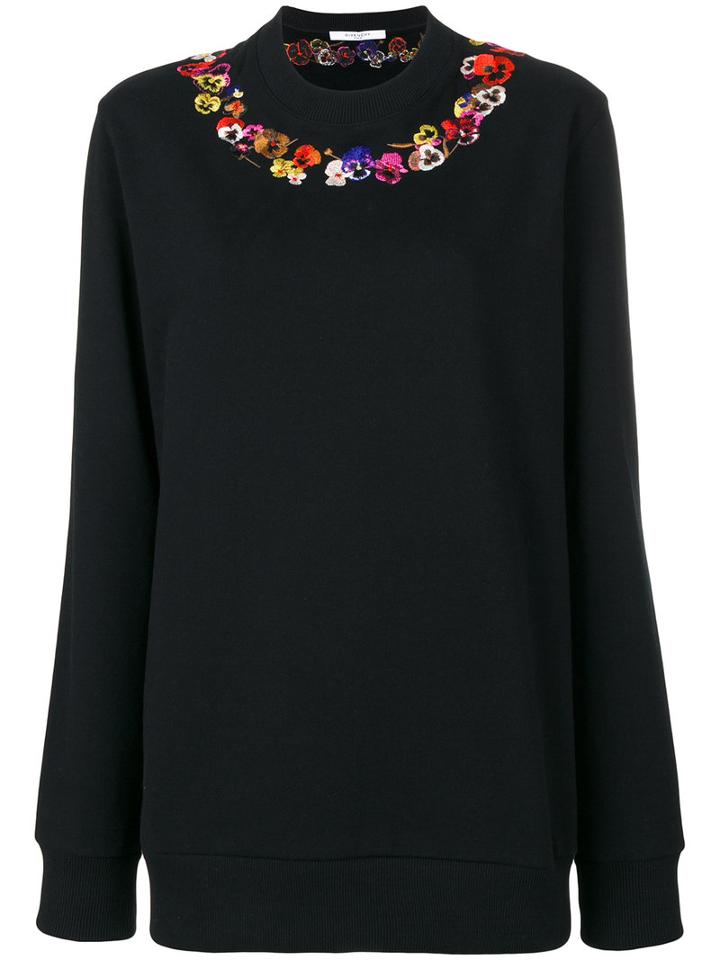 Givenchy - Poppy Embroidered Sweatshirt - Women - Cotton - M, Black, Cotton