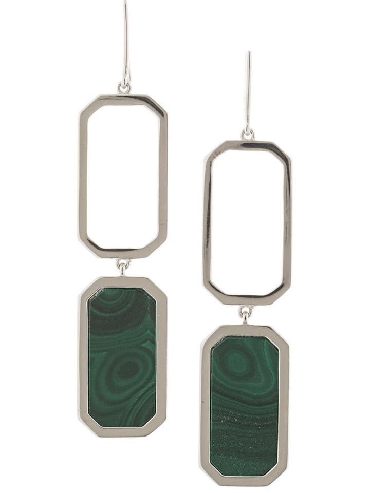 Julia Davidian Malachite Drop Earrings - Silver