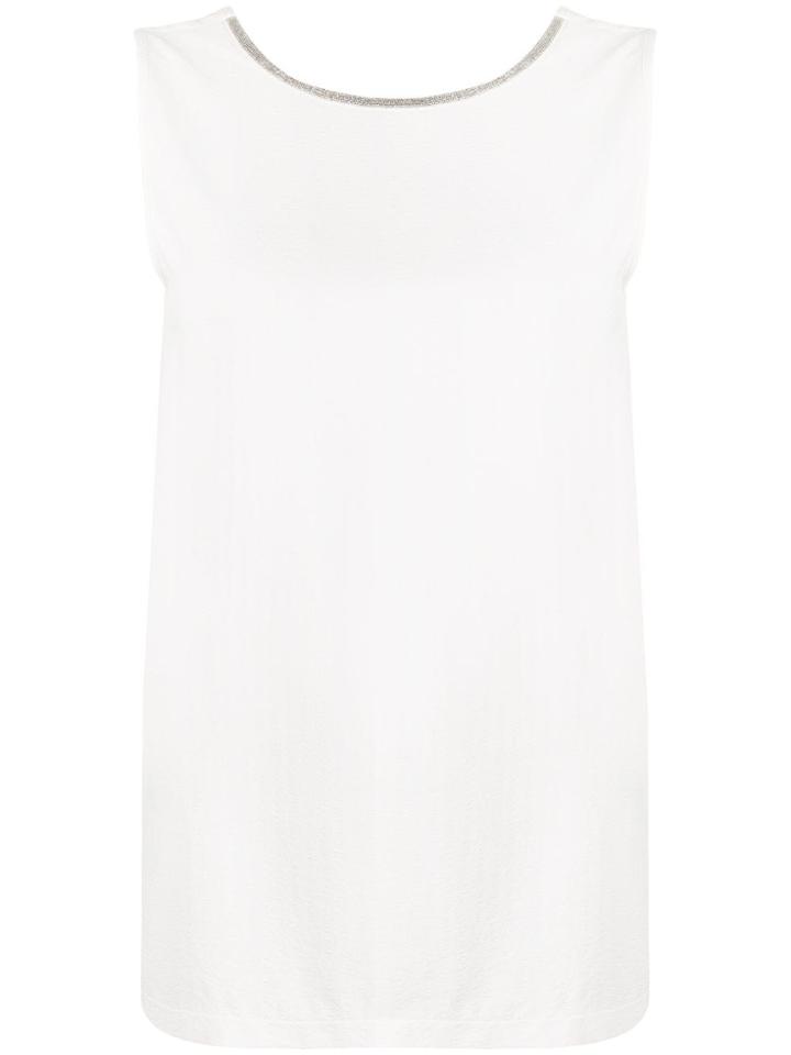 Fabiana Filippi Embellished Crepe Tank Top - White