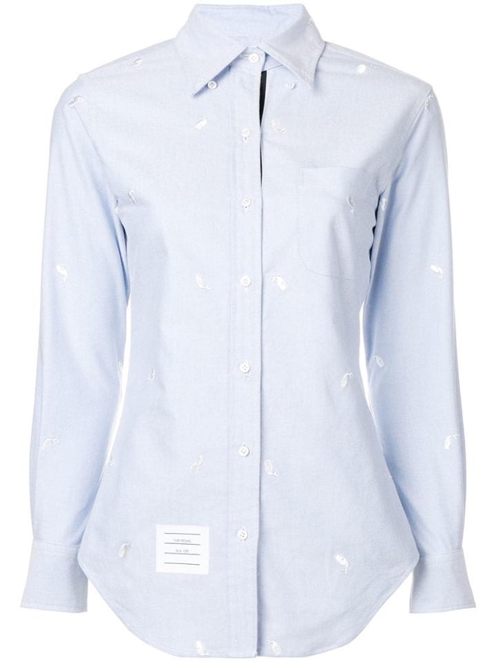 Thom Browne Whale Embroidery Oxford Shirt - Blue