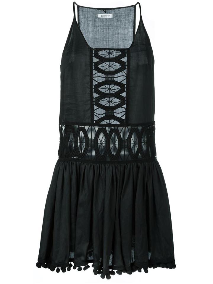 Dondup Embroidered Dress, Women's, Size: 42, Black, Ramie