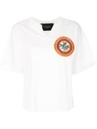 Mr & Mrs Italy Neck Slit Patched T-shirt - White