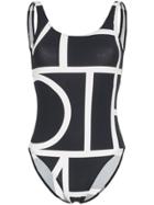 Toteme Positano Monogram Print Swimsuit - Black