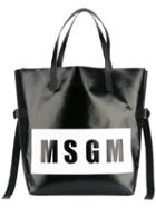 Msgm - Logo Shopper - Women - Calf Leather/pvc - One Size, Black, Calf Leather/pvc