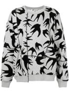 Mcq Alexander Mcqueen Swallow Print Asymmetric Sweatshirt - Grey