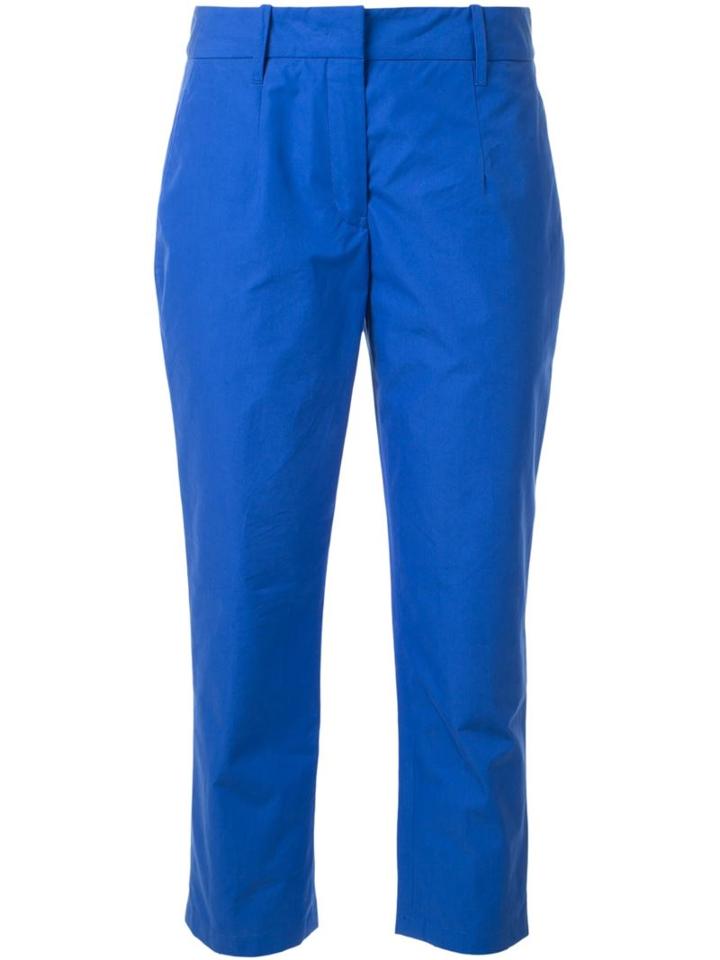 Jil Sander Cropped Tailored Trousers, Women's, Size: 34, Blue, Cotton