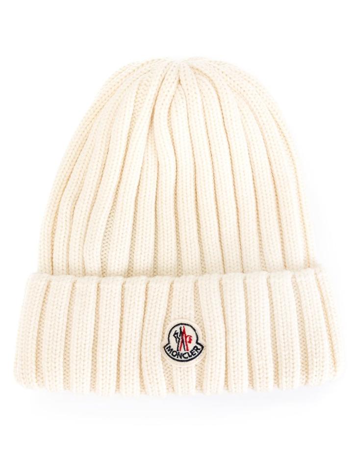 Moncler Ribbed Knit Beanie - Nude & Neutrals