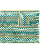 Missoni Wavy Pattern Knitted Scarf, Women's, Green, Viscose/polyester/nylon