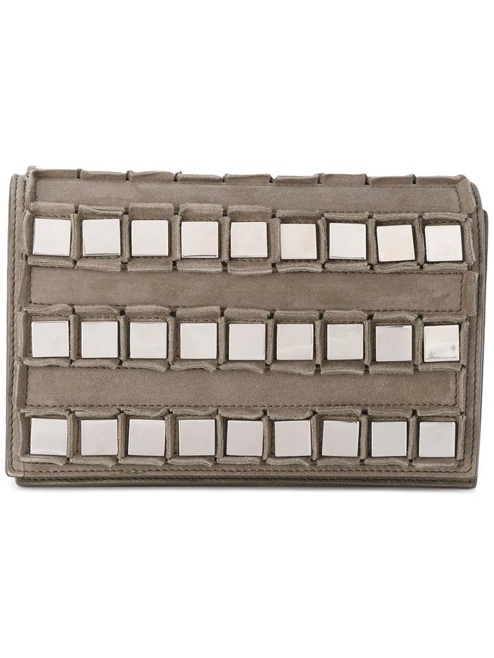 Tomasini - Embellished Clutch - Women - Calf Suede - One Size, Green, Calf Suede