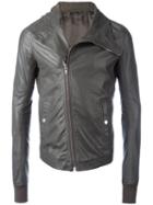 Rick Owens Hooded Zip Jacket, Men's, Size: 48, Grey, Calf Leather/cupro/linen/flax