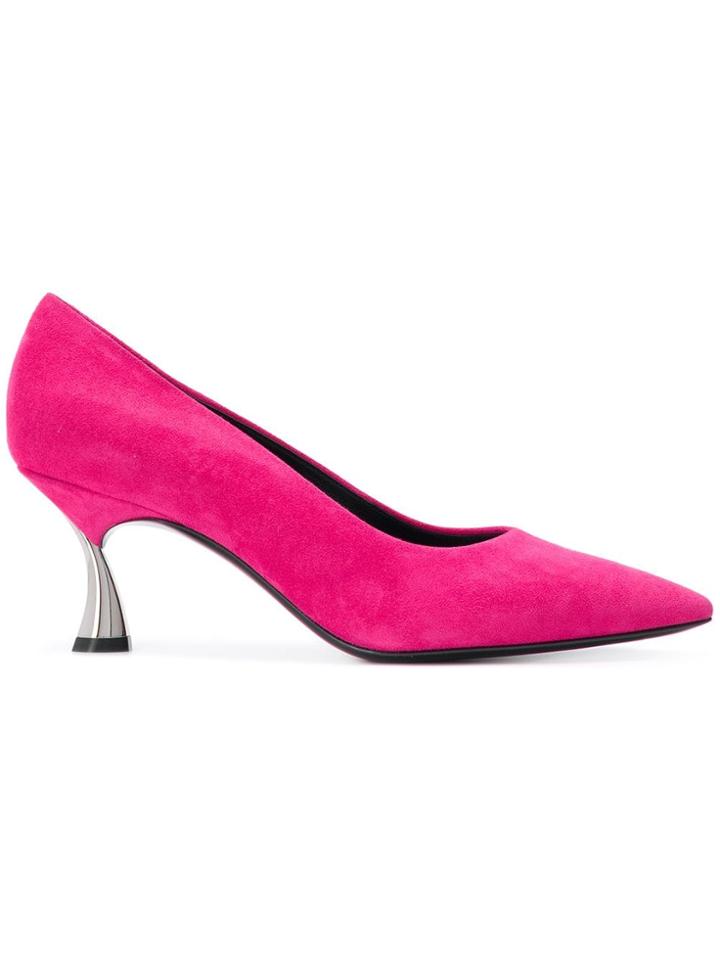 Casadei Sculpted Metal Heel Pumps - Pink & Purple