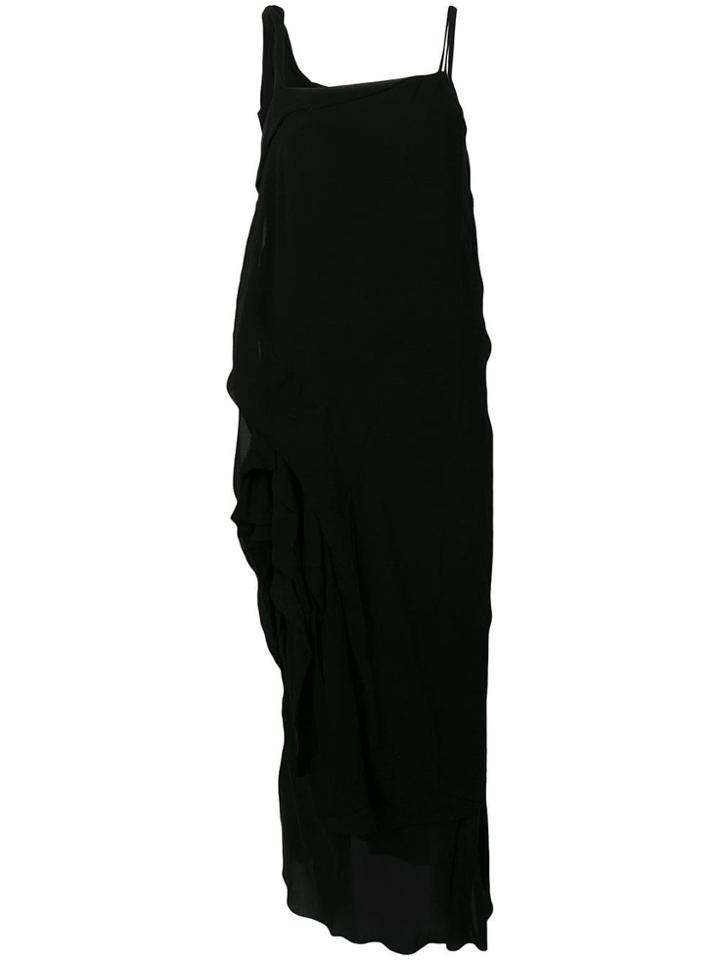 Isabel Benenato Ruched Detail Long Dress - Black