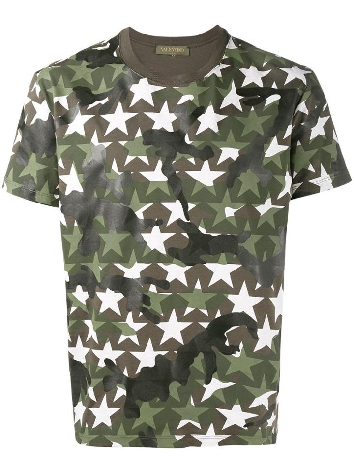 Valentino Military Star Print T-shirt - Green