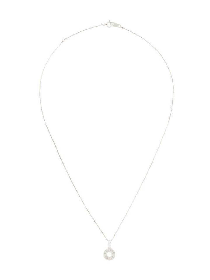 Céline Pre-owned Pave Diamond Circle Pendant Necklace - Silver