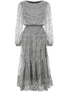 Saloni Printed Tiered Dress - Grey