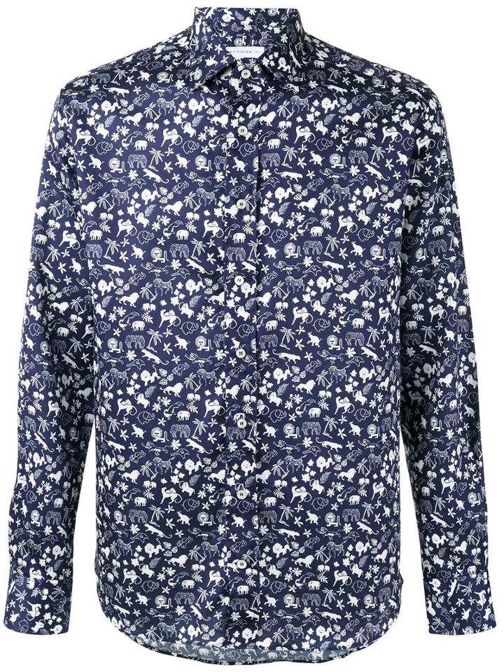Etro - Animal Print Shirt - Men - Cotton - 39, Blue, Cotton