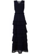Alberta Ferretti Sleeveless Ruffle Dress, Women's, Size: 44, Blue, Cotton/polyamide/other Fibers/acetate