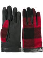 Dsquared2 Tartan Effect Gloves, Men's, Size: 9, Black, Lamb Skin/wool