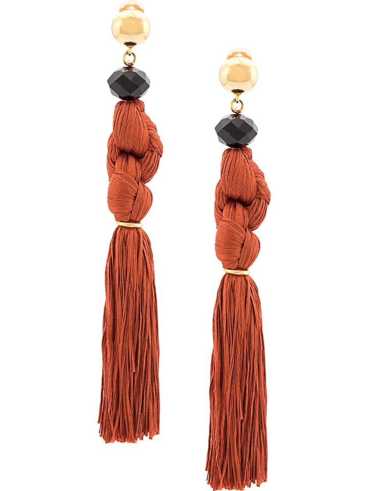 Oscar De La Renta Tassel Earrings - Red