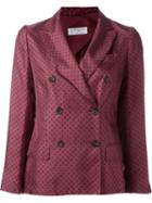 Alberto Biani Floral Print Double Breasted Blazer, Women's, Size: 40, Pink/purple, Silk/shell