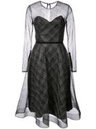 Nha Khanh Metallic Thread Overlay Dress - Black