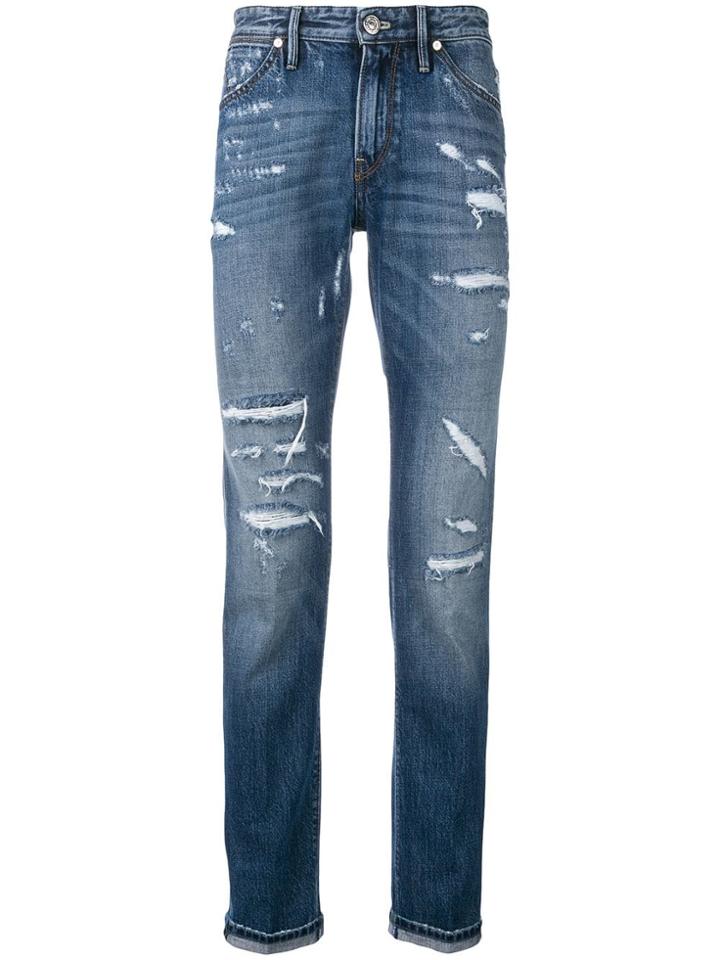 Pt05 Distressed Slim-fit Jeans - Blue