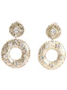 Katheleys Vintage Hammered Pendant Earrings - Metallic