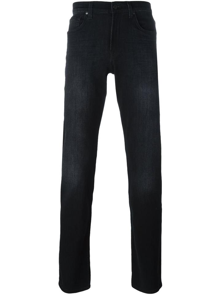 7 For All Mankind Stretch Slim-fit Jeans, Men's, Size: 33, Black, Cotton/polyester/spandex/elastane