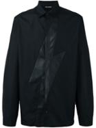 Neil Barrett Leather Thunder Shirt, Men's, Size: 39, Black, Cotton/polyester