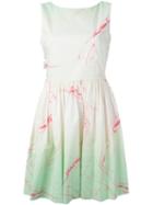 Marc By Marc Jacobs Marble Print Flared Dress, Women's, Size: 12, Green, Cotton/spandex/elastane