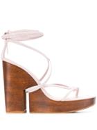 Jacquemus Wrap-ankle Wedge Sandals - Pink