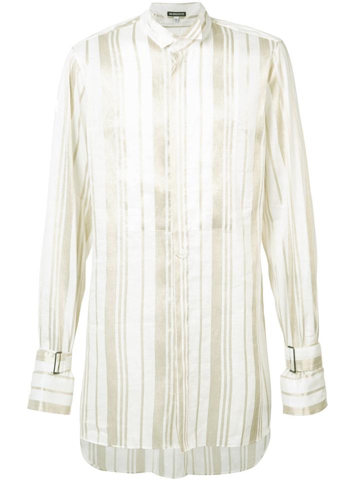 Ann Demeulemeester - Striped Oversize Shirt - Men - Ramie/polyester - L, Nude/neutrals, Ramie/polyester