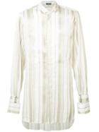 Ann Demeulemeester - Striped Oversize Shirt - Men - Ramie/polyester - L, Nude/neutrals, Ramie/polyester