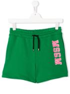 Msgm Kids Teen Drawstring-waist Track Shorts - Green