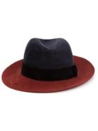 Maison Michel Two-tone Fedora Hat, Women's, Size: Large, Blue, Rabbit Felt