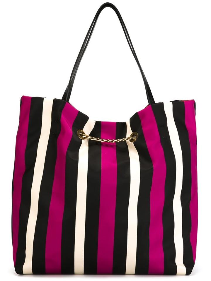 Lanvin 'carry Me' Striped Tote, Women's, Black