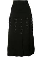 Prabal Gurung - Pierced Pleated Skirt - Women - Polyethylene/triacetate - 6, Black, Polyethylene/triacetate