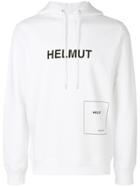 Helmut Lang Logo Printed Hoodie - White
