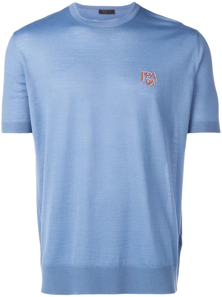 Prada Logo Knitted Top - Blue