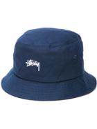 Stussy Logo Embroidered Bucket Hat - Blue