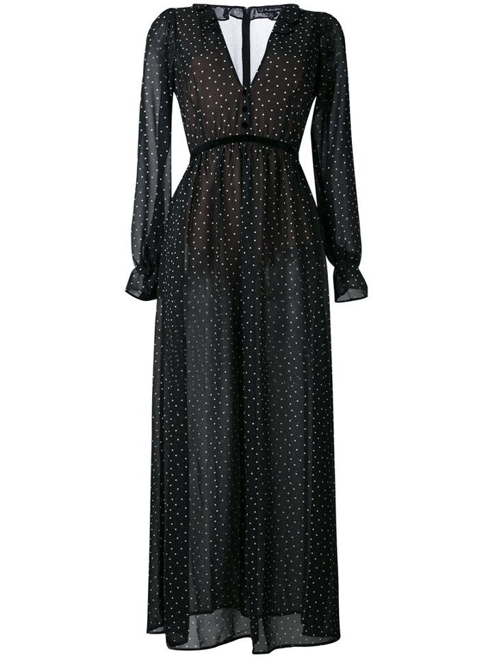 For Love And Lemons Polka Dot Maxi Dress, Women's, Size: Medium, Black, Polyester/spandex/elastane