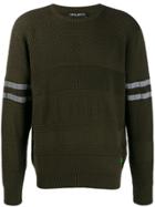 Frankie Morello Panelled Stripe Detail Jumper - Green