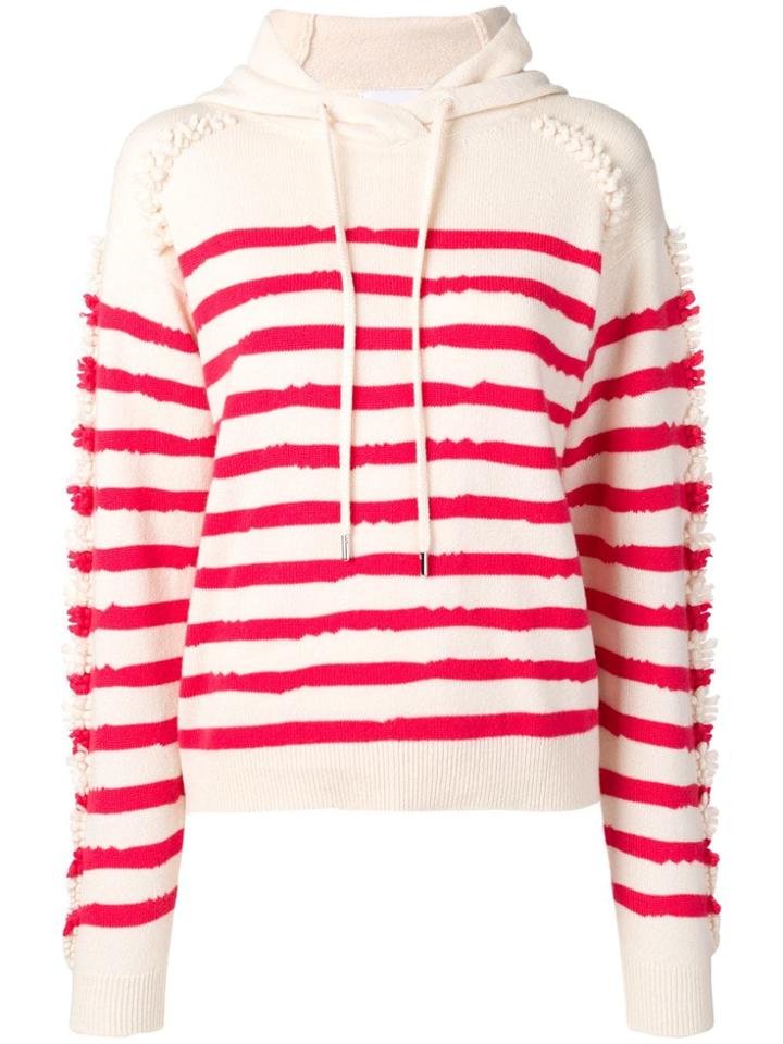 Barrie Stripe Hooded Sweater - White