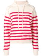 Barrie Stripe Hooded Sweater - White