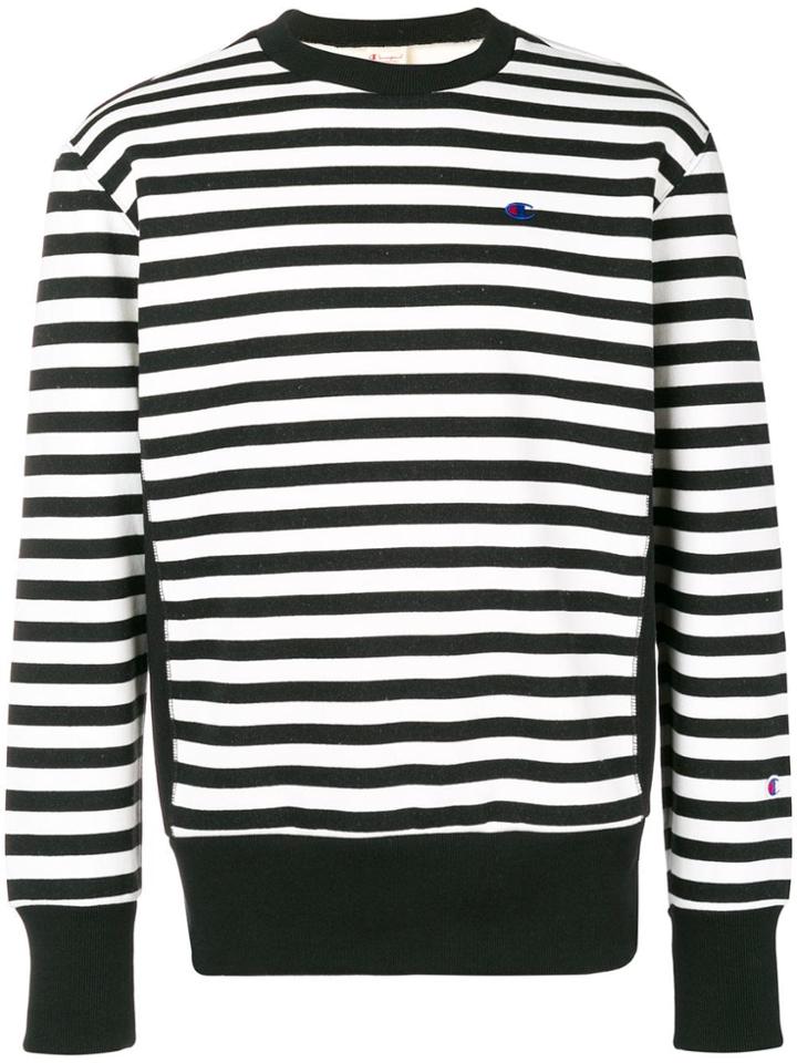 Champion Embroidered Logo Striped Sweatshirt - White