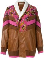 Drome Panelled Oversized Jacket, Women's, Size: Xs, Brown, Leather/acrylic/polyamide/virgin Wool