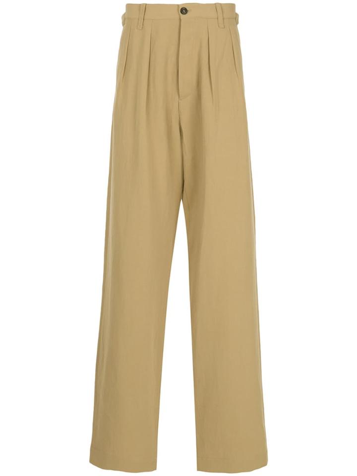 Kent & Curwen High Waisted Loose Fit Trousers - Neutrals