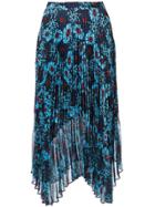 Markus Lupfer Floral Print Pleated Skirt - Blue