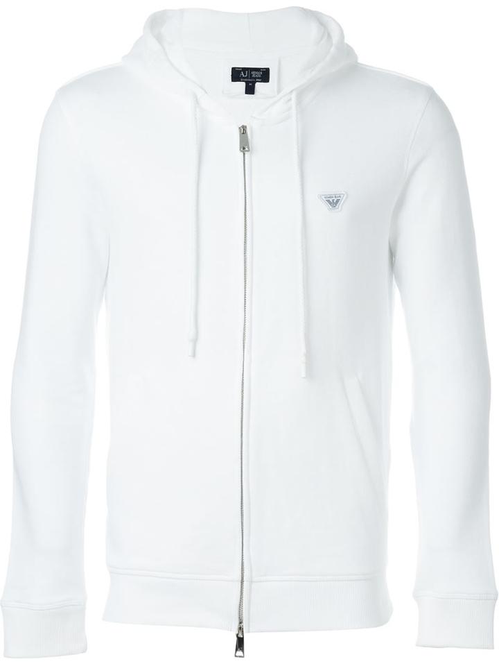 Armani Jeans Zipped Hoodie, Men's, Size: M, White, Cotton